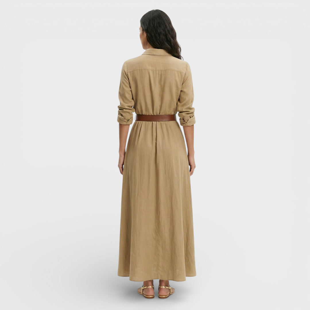 Vestido Camisero Largo Mujer Elegante