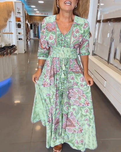 ELENA – VESTIDO MÁXIMO DE FLORES JUGUETONAS