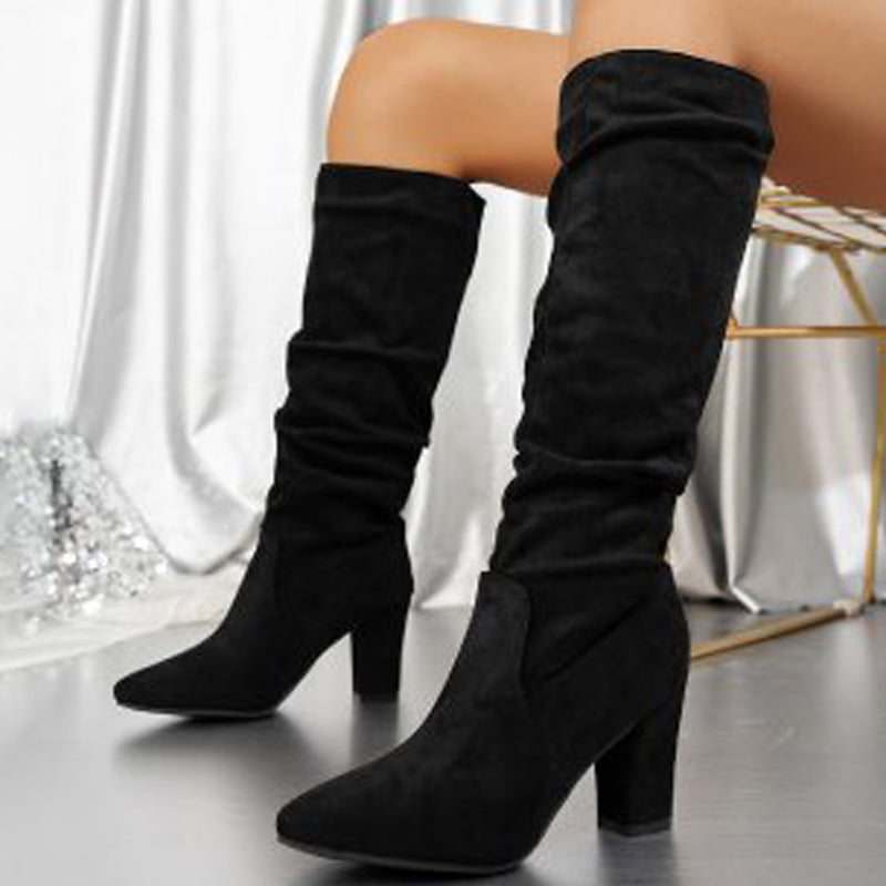 Botas elegantes de tacón alto en color sólido para mujeres