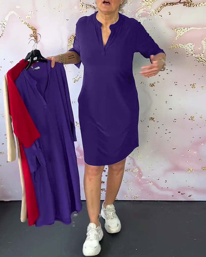 Olivia™ - Vestido Casual Cómodo con Escote en V Sólido