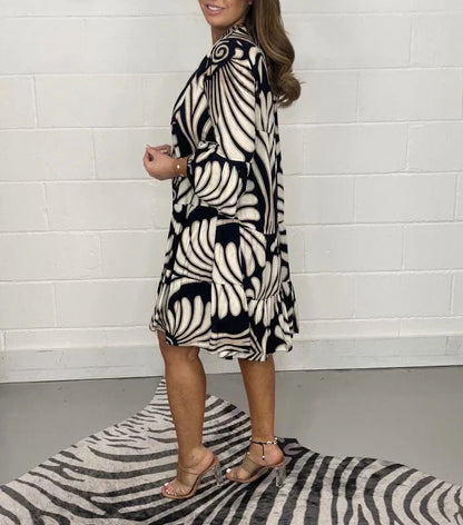 Fenella - Vestido Midi de Cuello en V Impreso
