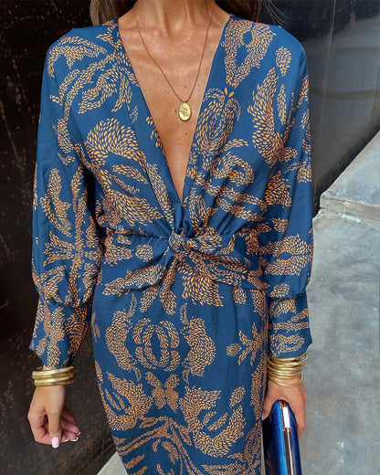 Iris - Vestido Floral Elegante de Manga Larga