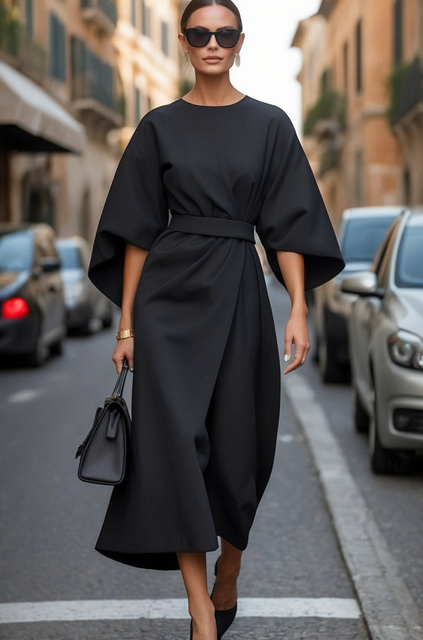 Vestido elegante con mangas abullonadas