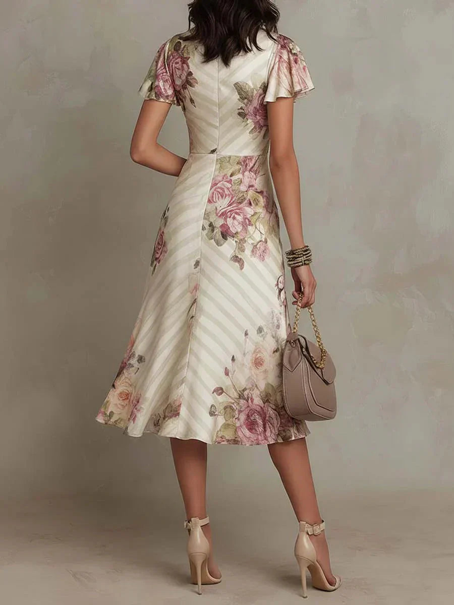 Alba | Elegante Vestido Midi Drappeado con Flores