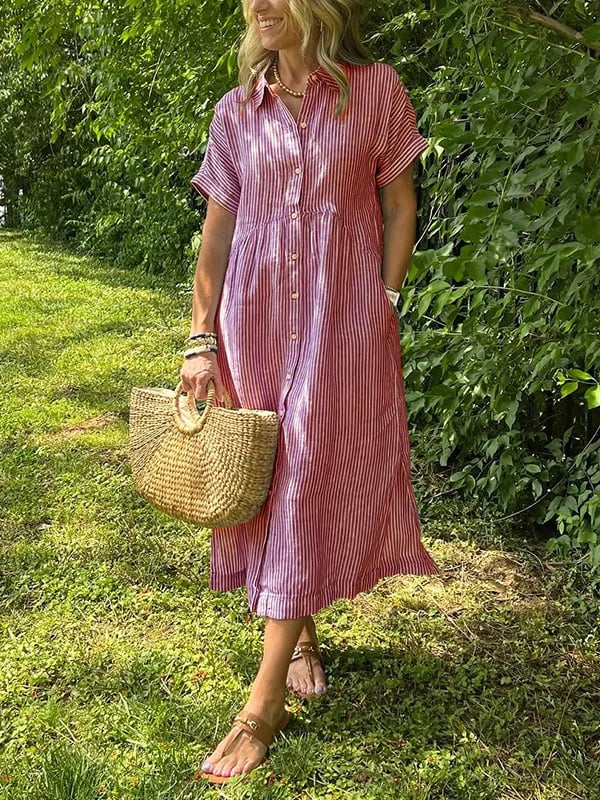 CLAIRE – VESTIDO CAMISERO A RAYAS SIN ESFUERZO
