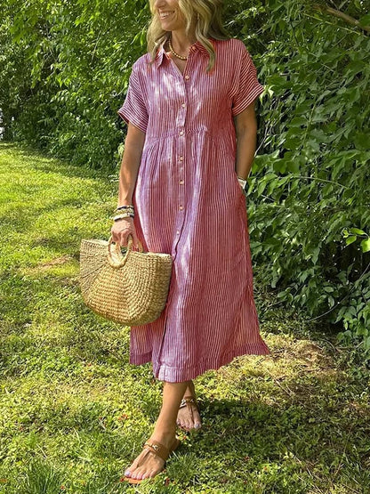 CLAIRE – VESTIDO CAMISERO A RAYAS SIN ESFUERZO