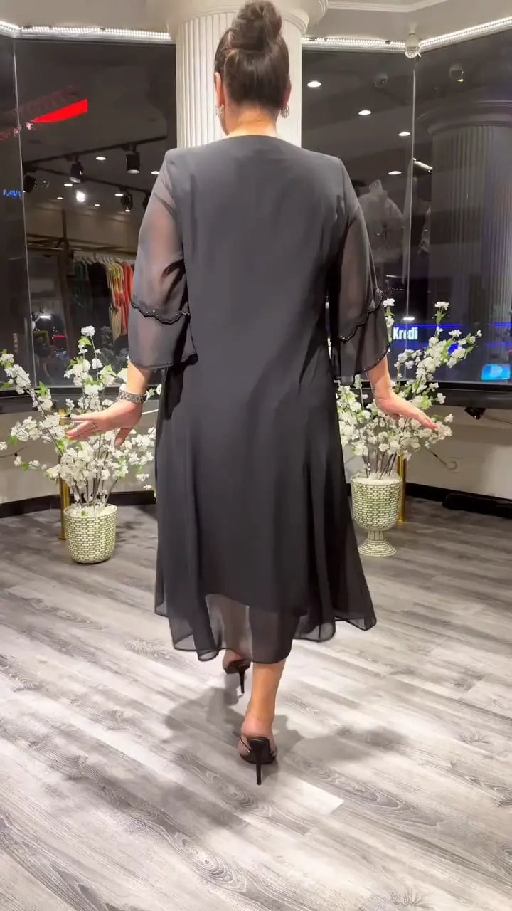 SAMARA – VESTIDO SUELTO DE CHIFÓN EN COLOR SÓLIDO PARA MUJERES