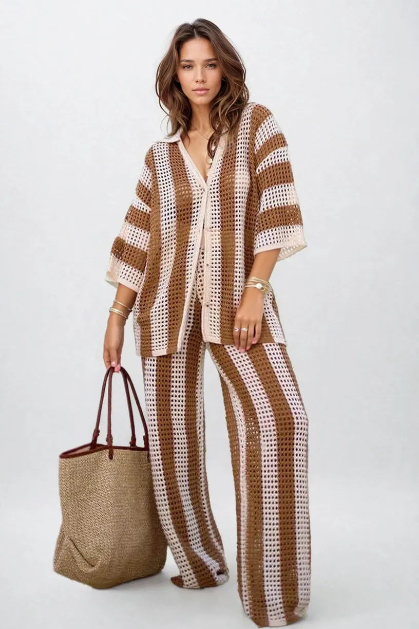 Amelia | Conjunto Rayado Elegante y Cómodo