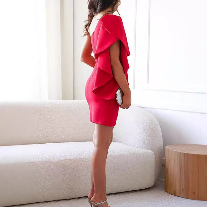 GISELDA | VESTIDO DE COCTEL DE UN HOMBRO