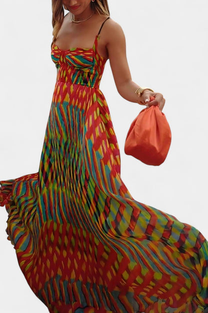 Océana Vestido Maxi Halter Abstracto
