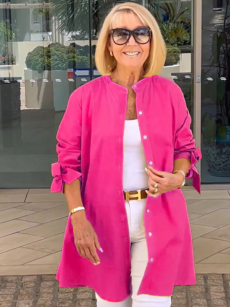 Elliora - Chaqueta de Camisa de Algodón con Espalda Fruncida
