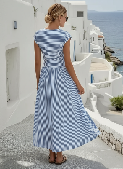 Vestido de lino con efecto torcido