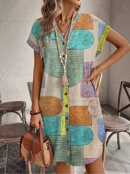 Mira | Vestido de Verano Geométrico con Escote en V