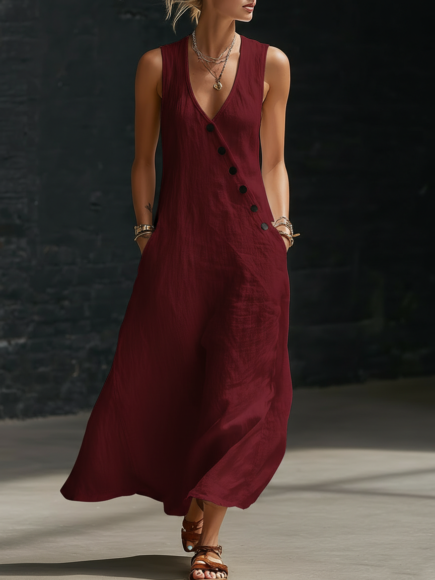 Robe Maxi Donna Bottonata Fluida - Eleganza Minimalista Quotidiana