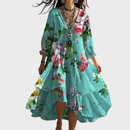Shanae – Vestido Midi Elegante con Patrón Floral