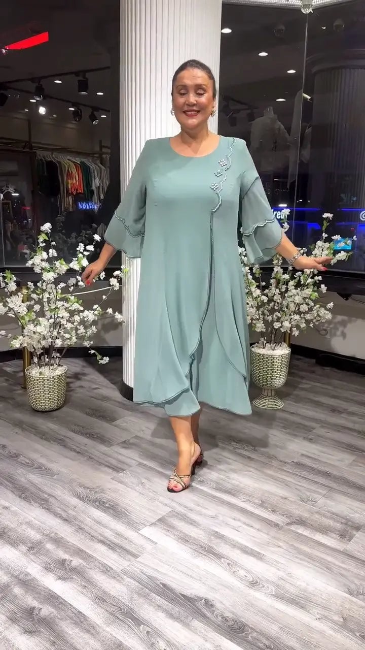 SAMARA – VESTIDO SUELTO DE CHIFÓN EN COLOR SÓLIDO PARA MUJERES