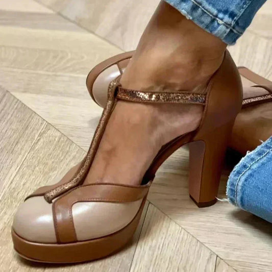 ESCARPINES T-STRAP BICOLOR