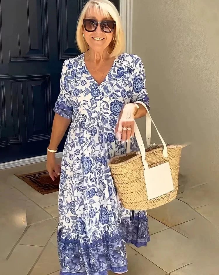ARIAS - Vestido Bohemio con Escote en V