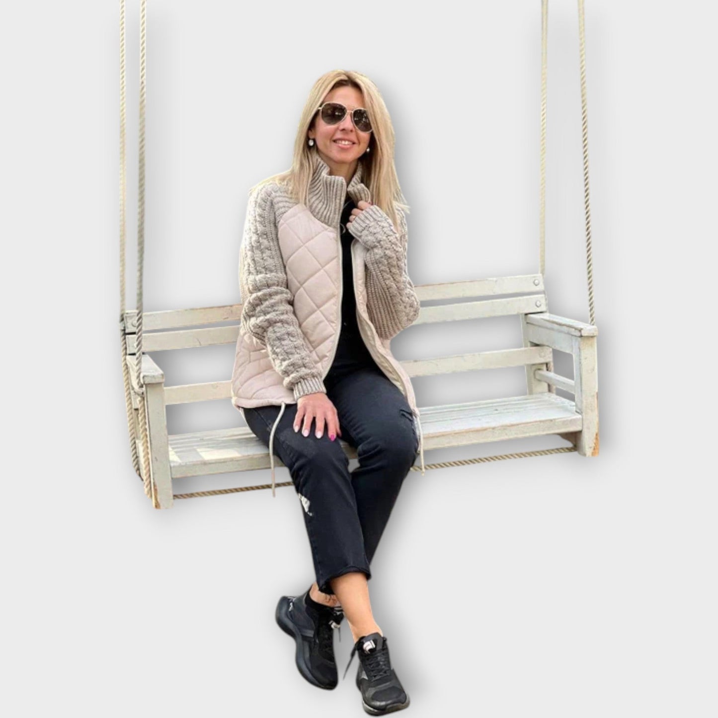 Chaqueta con Detalles de Tricot y Ajuste Moderno