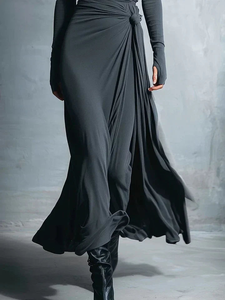 Elegante Vestido Maxi de Jersey con Nudo Lateral