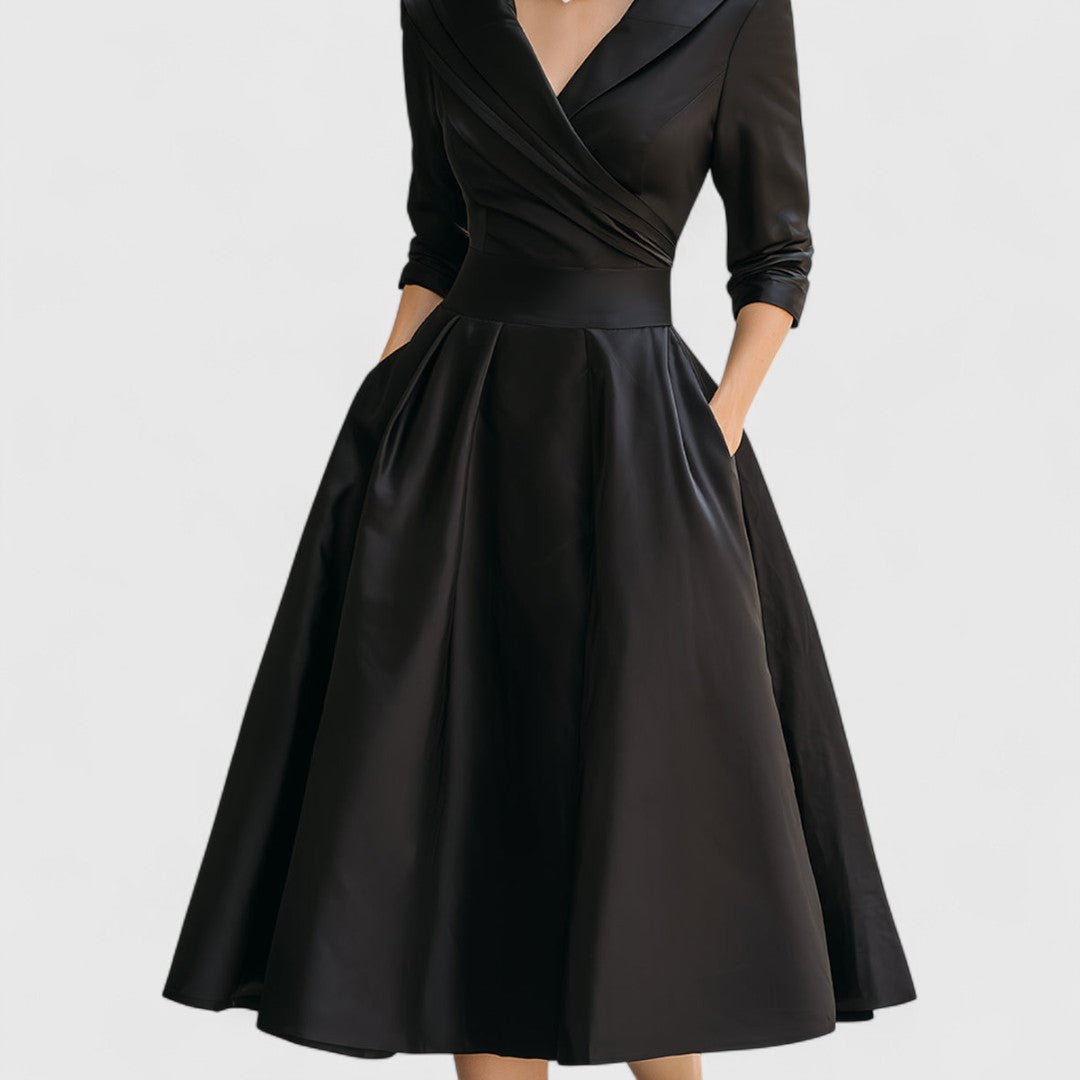CHARLOTTE – VESTIDO MIDI A-LINE CON ESCOTE EN V ELEGANTE