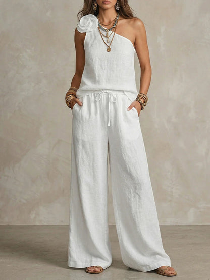 Conjunto Bicolor Elegante - Camisa Sin Mangas y Pantalones