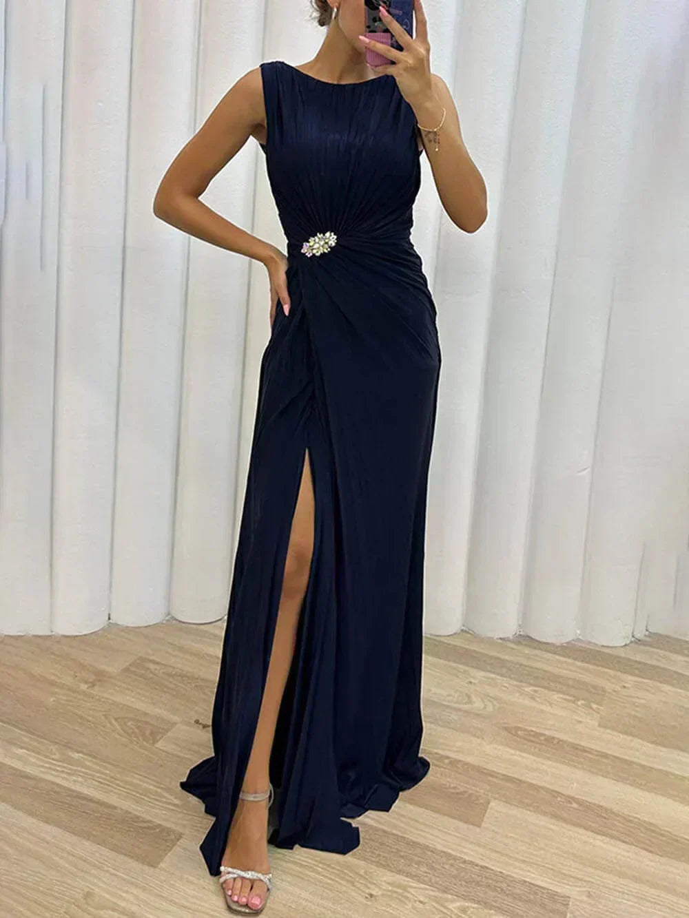 Davina - Vestido de Noche Maxi Plisado