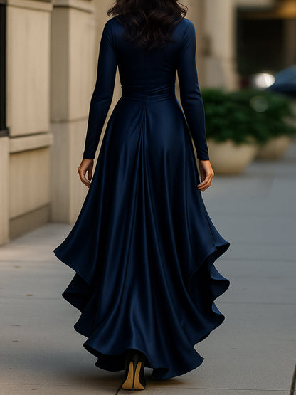 Palma | Vestido Maxi de Satén Draped con Detalles de Volantes
