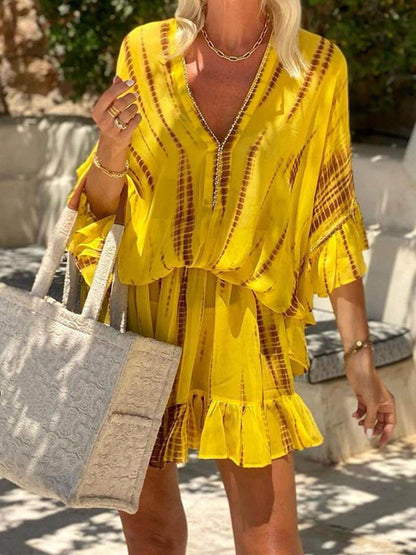 Lara - Vestido Mini Casual de Cuello en V Suave
