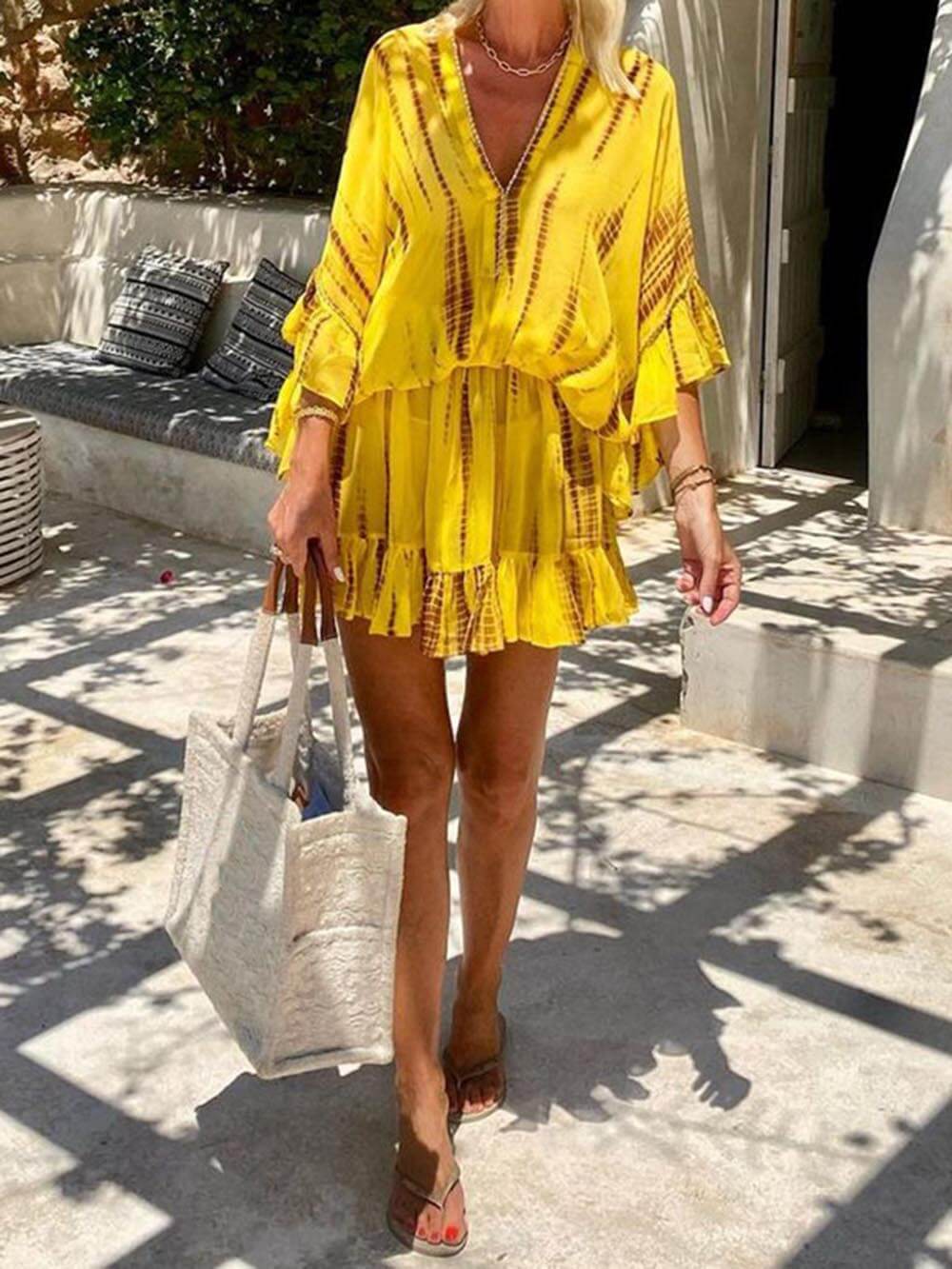 Lara - Vestido Mini Casual de Cuello en V Suave