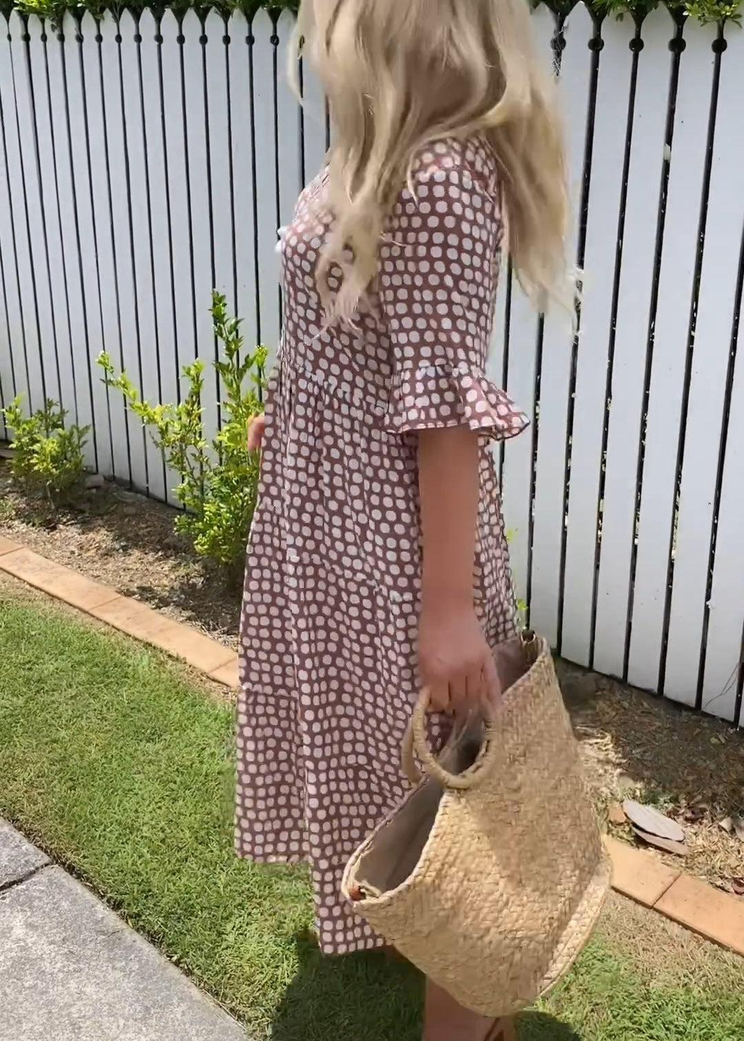 Rebecca - Vestido Midi Casual Chic con Mangas Volantes