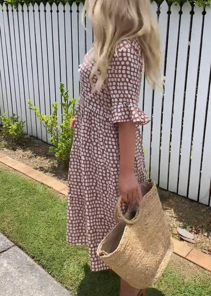 Rebecca - Vestido Midi Casual Chic con Mangas Volantes