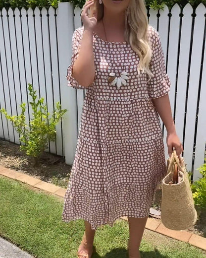 Rebecca - Vestido Midi Casual Chic con Mangas Volantes
