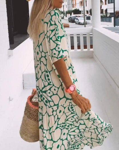 ESTER - Vestido Maxi con Mangas Cortas