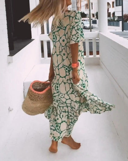 ESTER - Vestido Maxi con Mangas Cortas