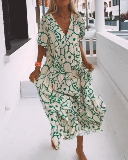 ESTER - Vestido Maxi con Mangas Cortas