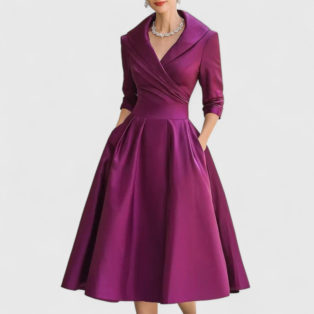 CHARLOTTE – VESTIDO MIDI A-LINE CON ESCOTE EN V ELEGANTE