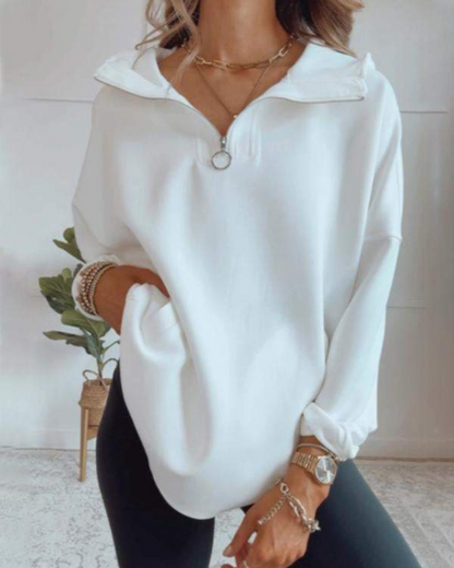 DELISA - Sudadera Oversized con Media Cremallera