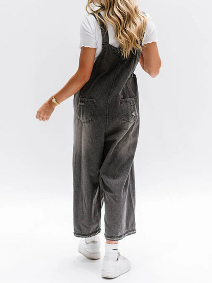 ELESSA – OVERALLS DE DENIM DE AJUSTE SUELTO EN LOOK DESGASTADO