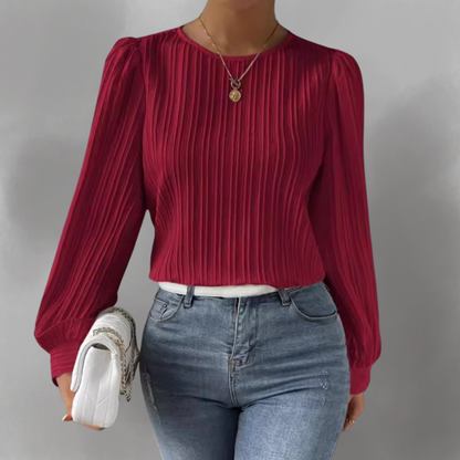 Carly – Blusa de Manga Larga Plisada