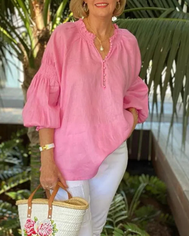 ABORE - BLUSA CASUAL EN ALGODÓN Y LINO