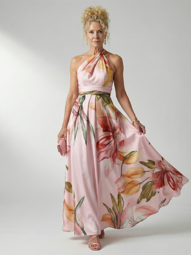 Amiel | Vestido Maxi Floral Ligero - Corte Americano Sin Mangas