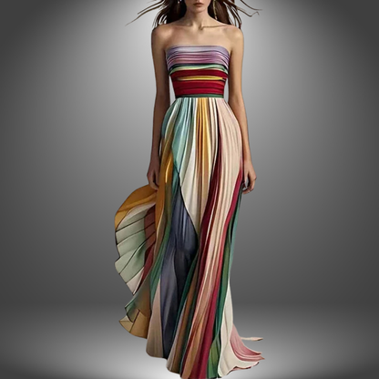 Dylan - Vestido Maxi de Tubo con Rayas Coloridas