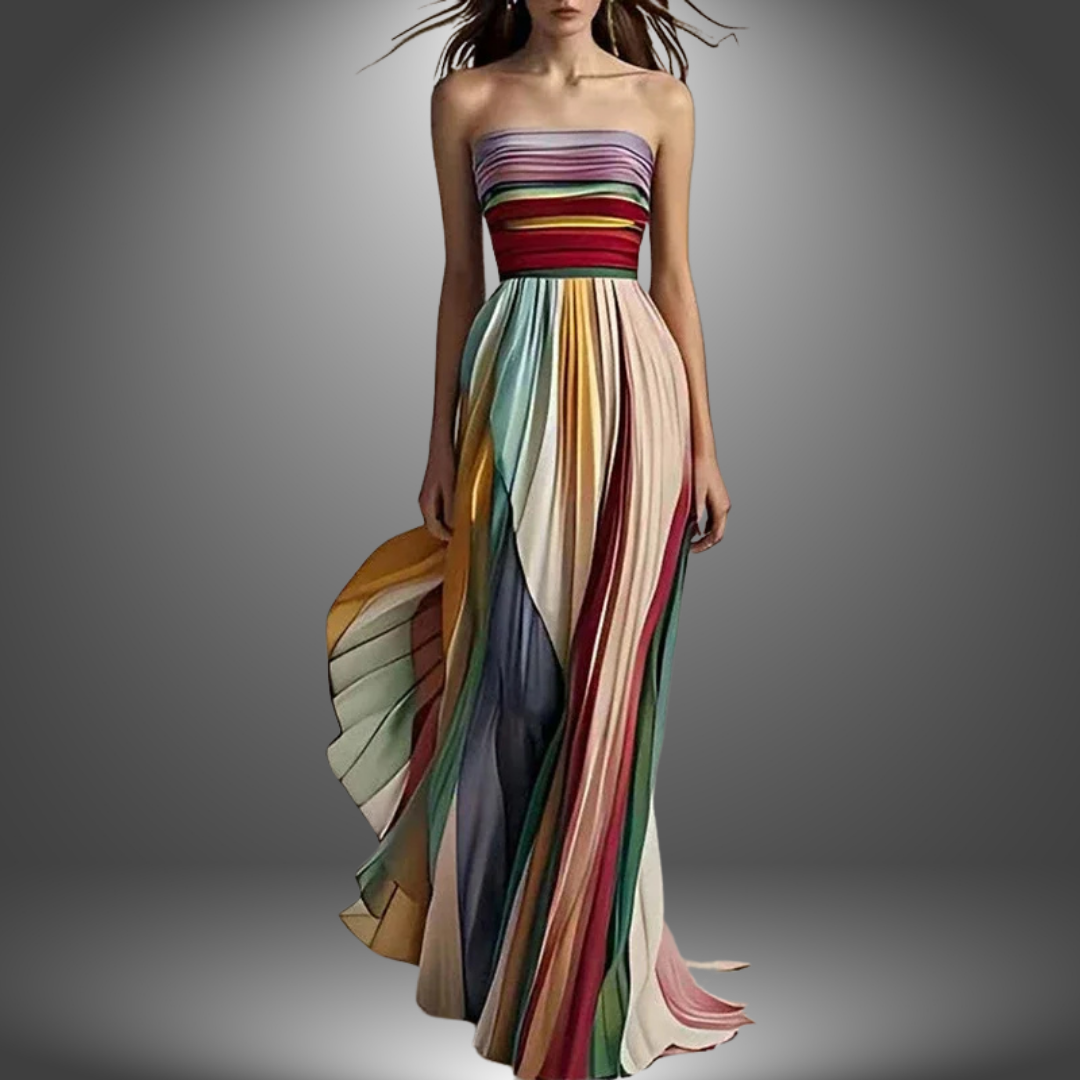 Dylan - Vestido Maxi de Tirantes Tubo con Rayas Coloridas