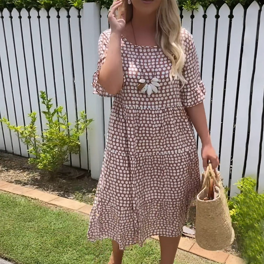 Rebecca - Vestido Midi Casual Chic con Mangas Volantes