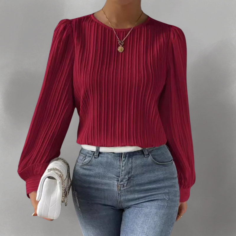 Carly – Blusa de Manga Larga Plisada