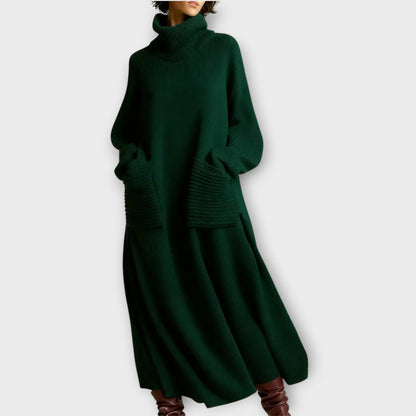 Vestido Maxi de Punto con Cuello Alto