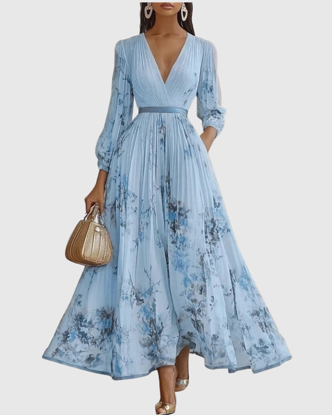 Abito Longue Plissée Élégante Rowella - Maxi Abito Fluido Donna