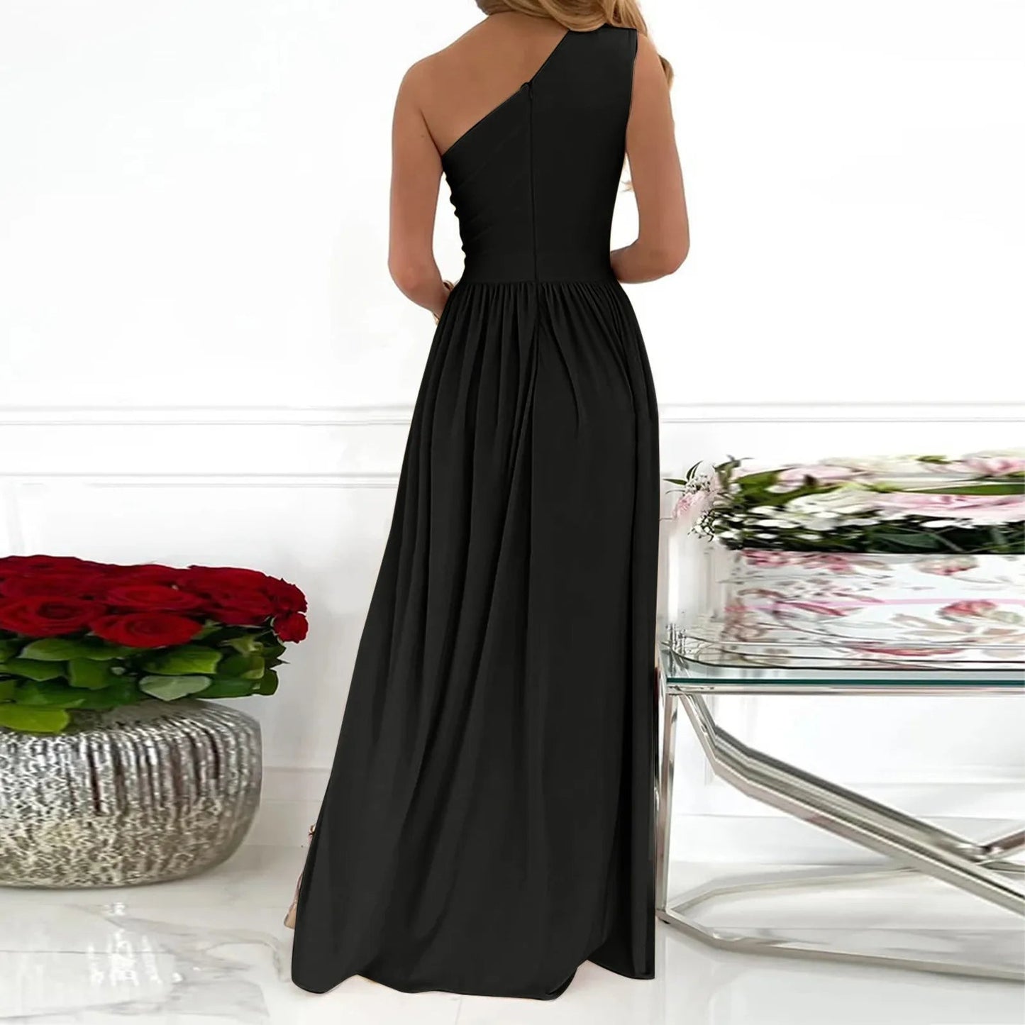 Vestido Asimétrico con Abertura - Elegancia Atemporal