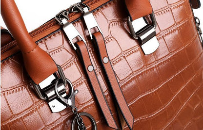 Palmer - Set de bolso de 4 piezas con patrón de cocodrilo